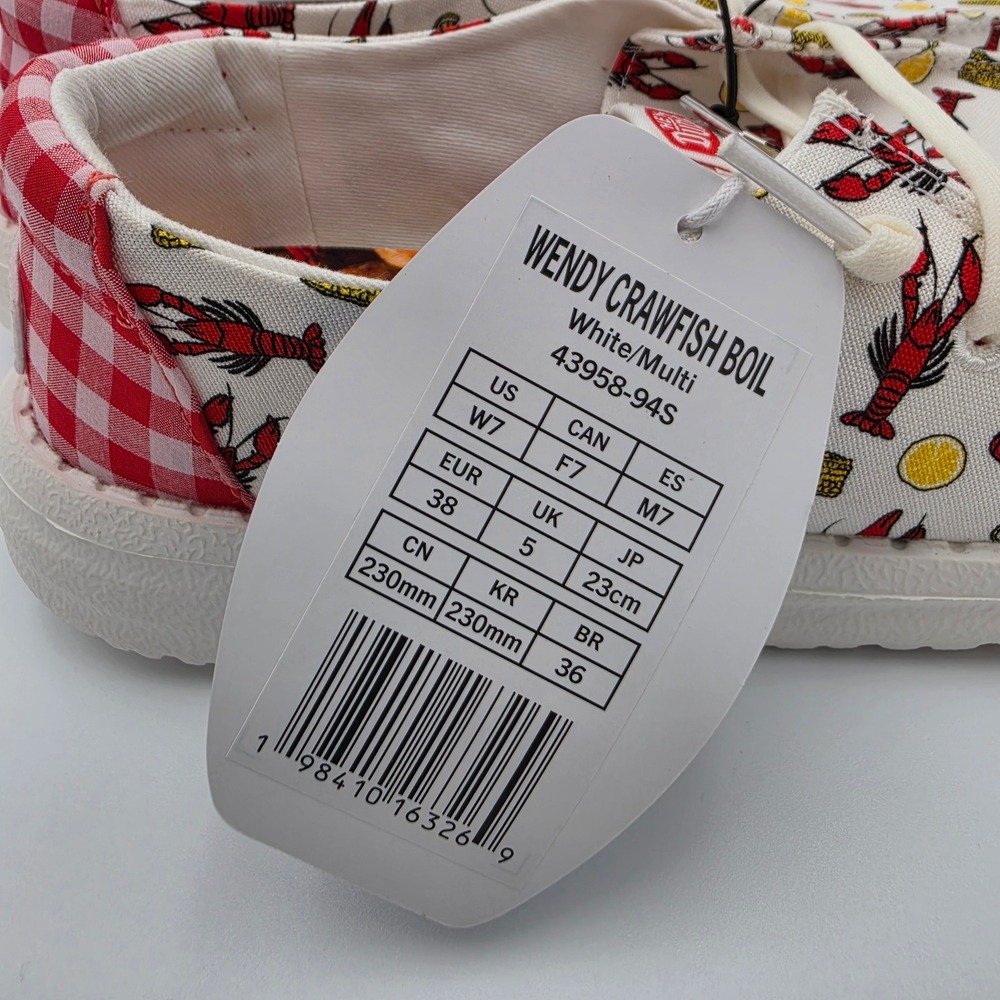 Hey Dude Wendy Crawfish Boil White Multi Canvas Slip On Shoes Womens W7, NWOB - Picture 8 of 8